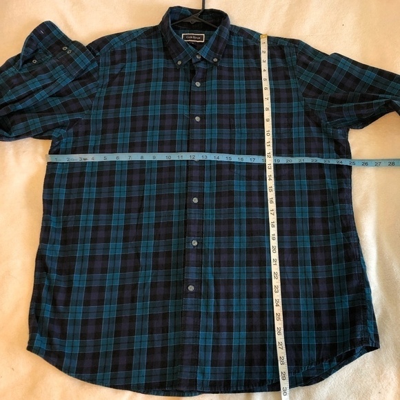 CLUB ROOM Shirt Men's Size XL Green Blue 100% Cotton Button Down Plaid Print - Picture 4 of 9